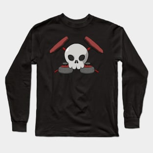 Curling crew Jolly Roger pirate flag (no caption) Long Sleeve T-Shirt